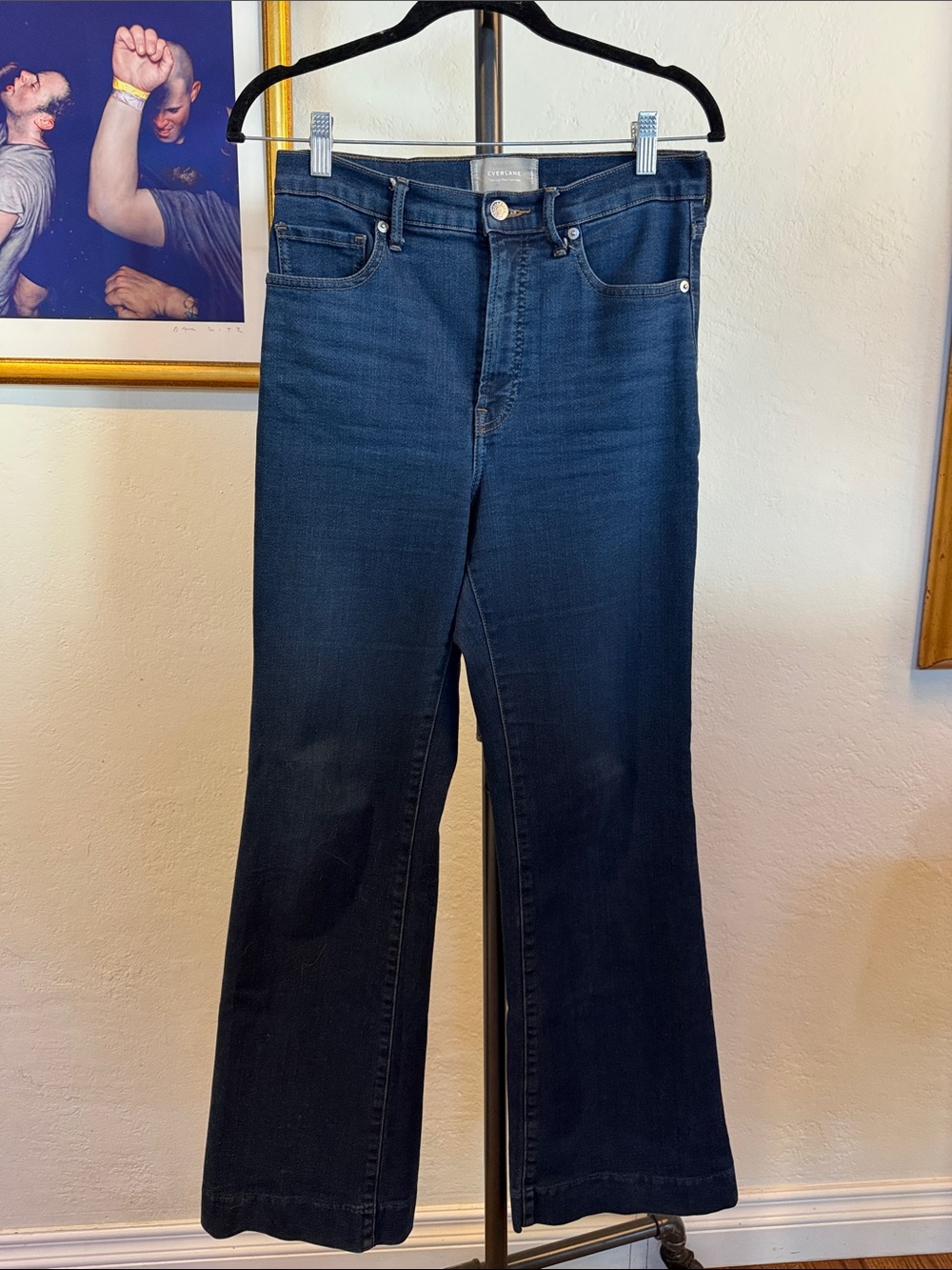 Everlane Dark Blue High Rise Flare Jeans